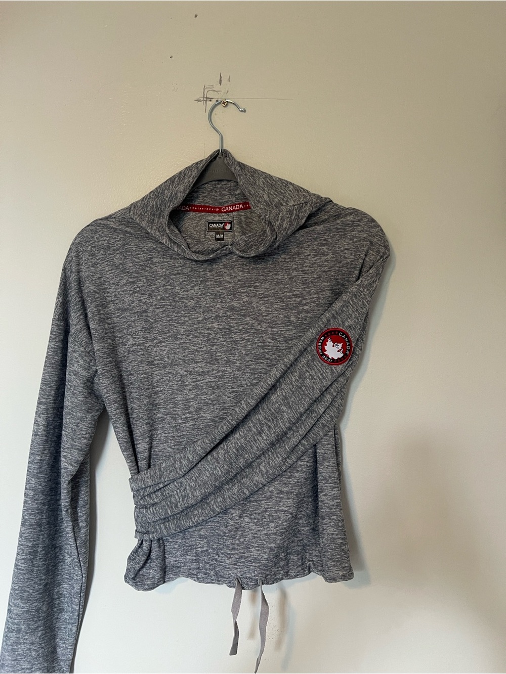 Heather Gray Scoop Neck Pullover Sweatshirt with Drawstring Hem
